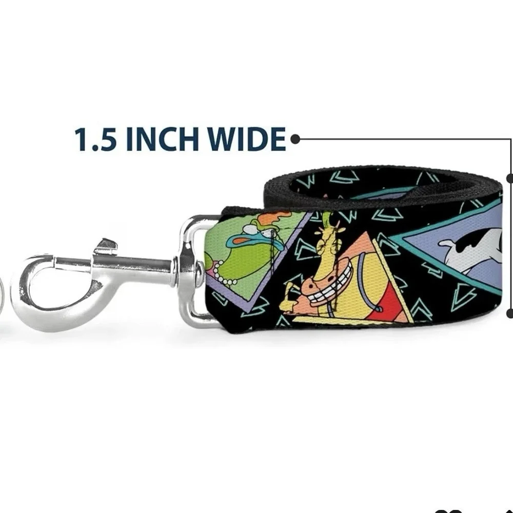 Buckle-down Dog Leash Rockos Modern Life Character Portraits Triangles Black Blu